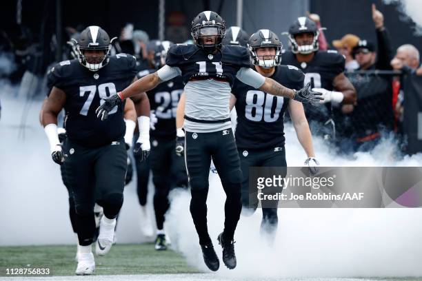 Quinton Patton of the Birmingham Iron takes the field during an Alliance of American Football game against the Memphis Express at Legion Field on...