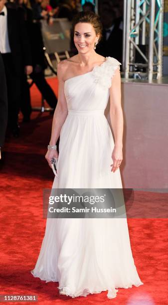 Catherine, Duchess of Cambridge attends the EE British Academy Film Awards at Royal Albert Hall on February 10, 2019 in London, England.