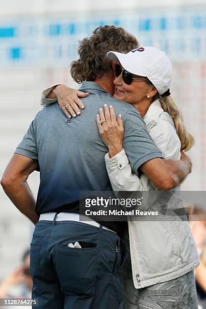 Bernhard Langer of Germany celebrates with his wife, Vikki Carol, after winning the Oasis Championship at The Old Course at Broken Sound on February...