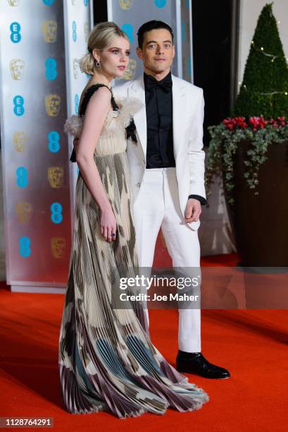 Lucy Boynton and Rami Malek attend the EE British Academy Film Awards Gala Dinner at Grosvenor House on February 10, 2019 in London, England.