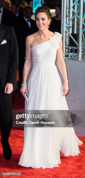 Catherine, Duchess of Cambridge attends the EE British Academy Film Awards at Royal Albert Hall on February 10, 2019 in London, England.