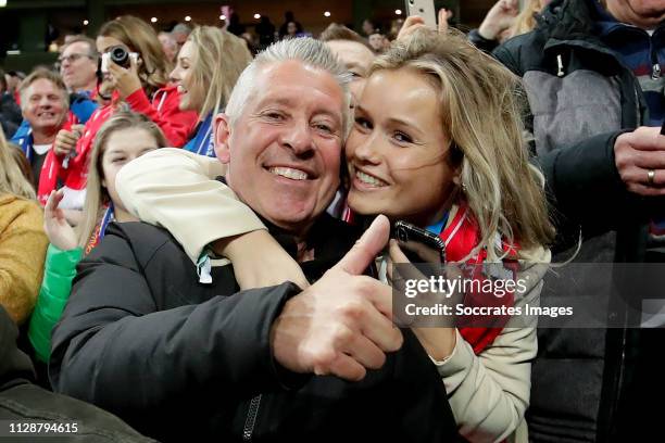 Family of Frenkie de Jong of Ajax Father John de Jong , girlfriend Mikky Kiemeney during the UEFA Champions League match between Real Madrid v Ajax...