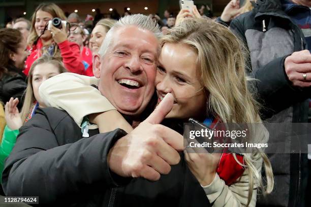 Family of Frenkie de Jong of Ajax Father John de Jong , girlfriend Mikky Kiemeney during the UEFA Champions League match between Real Madrid v Ajax...