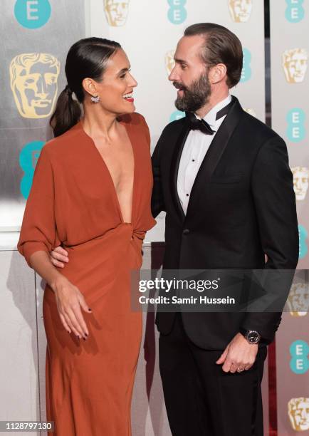 Joseph Fiennes and Maria Dolores Dieguez attends the EE British Academy Film Awards at Royal Albert Hall on February 10, 2019 in London, England.