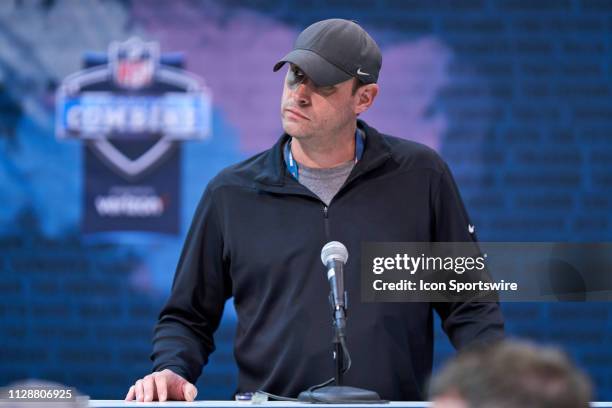 New York Jets head coach Adam Gase during the NFL Scouting Combine on February 27, 2019 at the Indiana Convention Center in Indianapolis, IN.