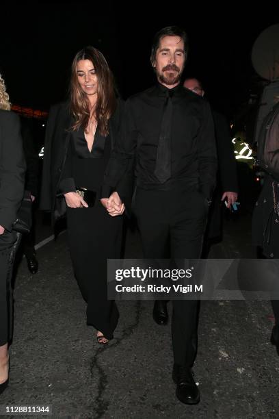 Sibi Blazic and Christian Bale seen leaving the 72nd annual EE British Academy Film Awards held at London's Royal Albert Hall on February 10, 2019 in...