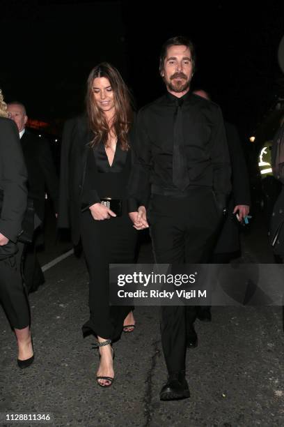 Sibi Blazic and Christian Bale seen leaving the 72nd annual EE British Academy Film Awards held at London's Royal Albert Hall on February 10, 2019 in...