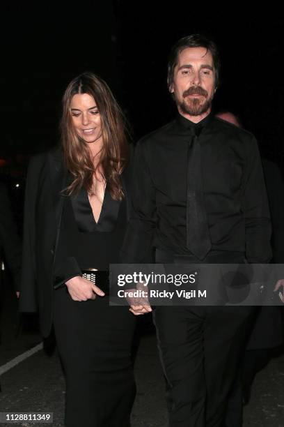 Sibi Blazic and Christian Bale seen leaving the 72nd annual EE British Academy Film Awards held at London's Royal Albert Hall on February 10, 2019 in...