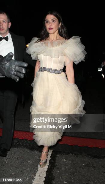 Rachel Weisz seen leaving the 72nd annual EE British Academy Film Awards held at London's Royal Albert Hall on February 10, 2019 in London, England.