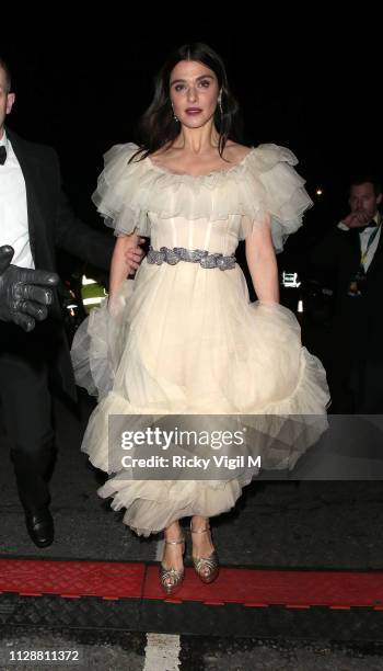 Rachel Weisz seen leaving the 72nd annual EE British Academy Film Awards held at London's Royal Albert Hall on February 10, 2019 in London, England.