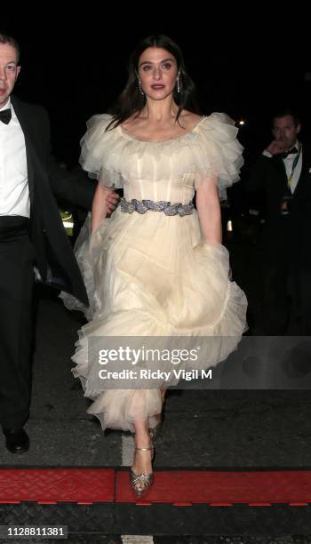 Rachel Weisz seen leaving the 72nd annual EE British Academy Film Awards held at London's Royal Albert Hall on February 10, 2019 in London, England.