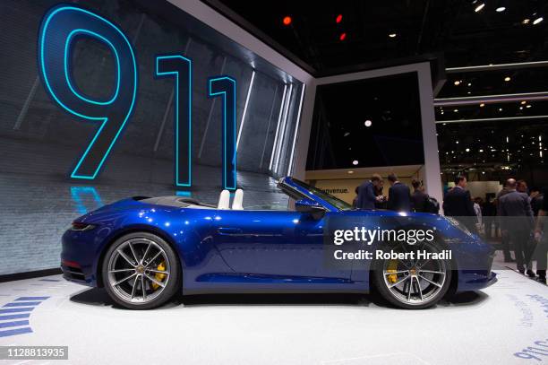 Porsche 911 is displayed during the second press day at the 89th Geneva International Motor Show on March 5, 2019 in Geneva, Switzerland.