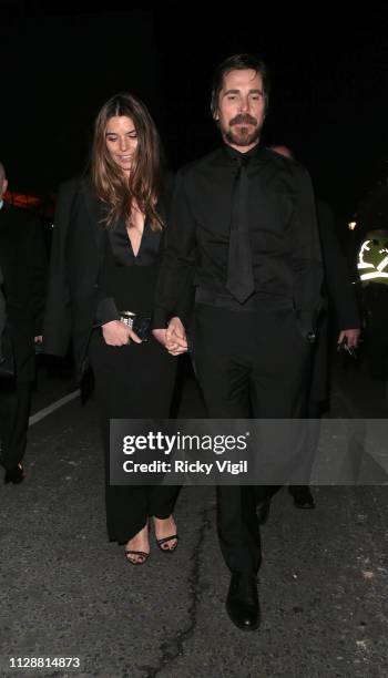 Sibi Blazic and Christian Bale seen leaving the 72nd annual EE British Academy Film Awards held at London's Royal Albert Hall on February 10, 2019 in...