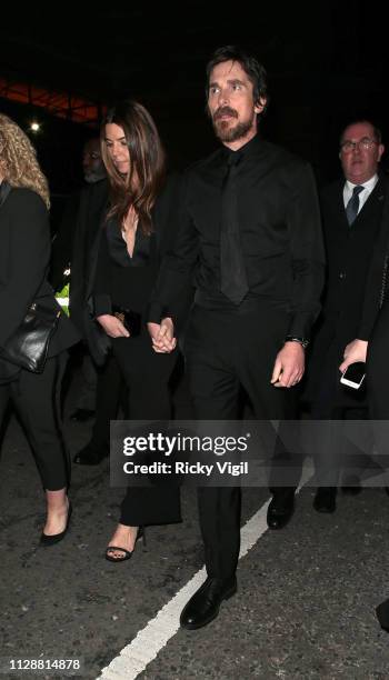 Sibi Blazic and Christian Bale seen leaving the 72nd annual EE British Academy Film Awards held at London's Royal Albert Hall on February 10, 2019 in...