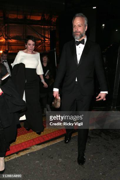 Olivia Colman seen leaving the 72nd annual EE British Academy Film Awards held at London's Royal Albert Hall on February 10, 2019 in London, England.