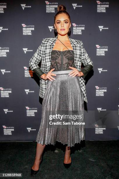 Olympia Valance arrives ahead of Runway 3 at Melbourne Fashion Festival on March 6, 2019 in Melbourne, Australia.