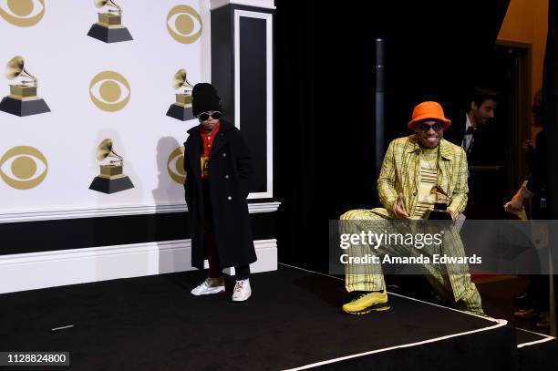 Anderson .Paak, winner of Best Rap Performance 'Bubblin',' poses in the press room with Soul Rasheed during the 61st Annual GRAMMY Awards at Staples...