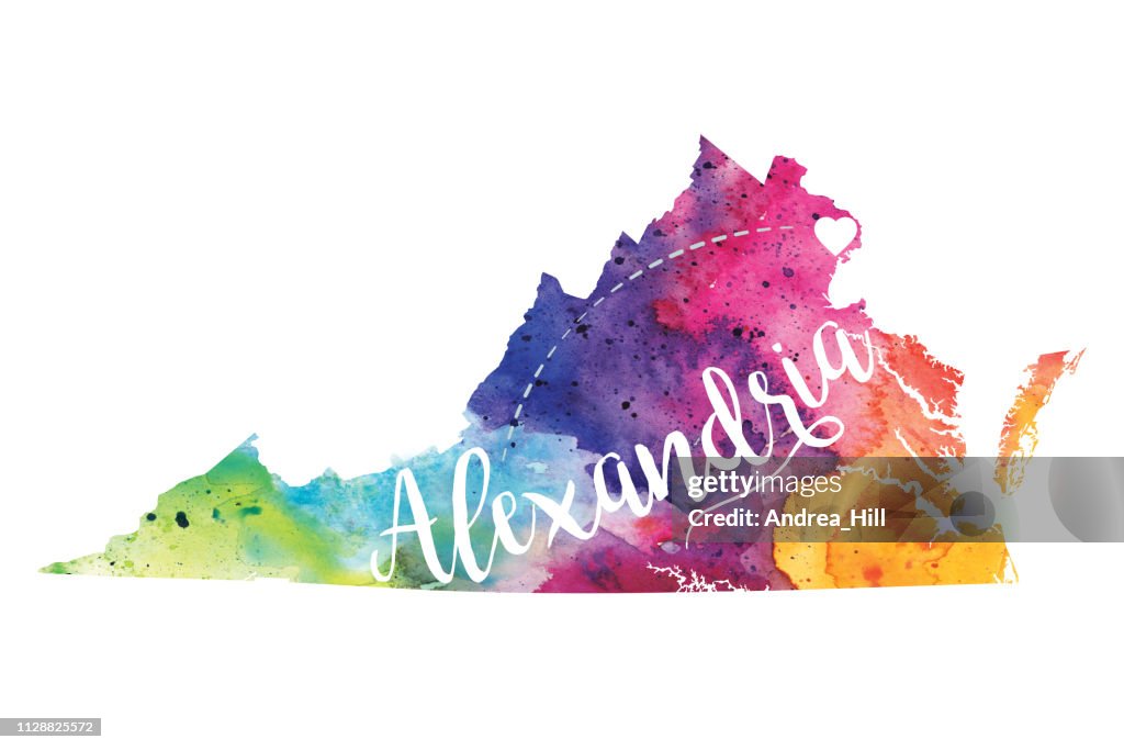 Alexandria, Virginia Watercolor Raster Map Illustration