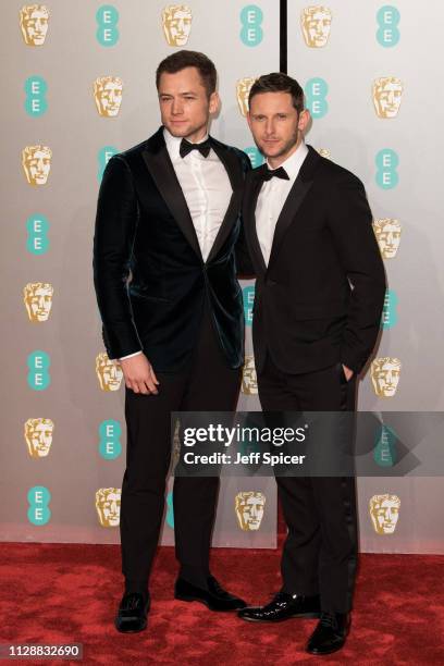 Taron Egerton and Jamie Bell attend the EE British Academy Film Awards at Royal Albert Hall on February 10, 2019 in London, England.