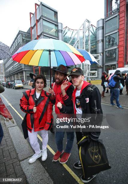 Michael Jackson fans stage a protest outside the headquarters of Channel 4 on Horseferry Road, London, ahead of the airing of the documentary Leaving...