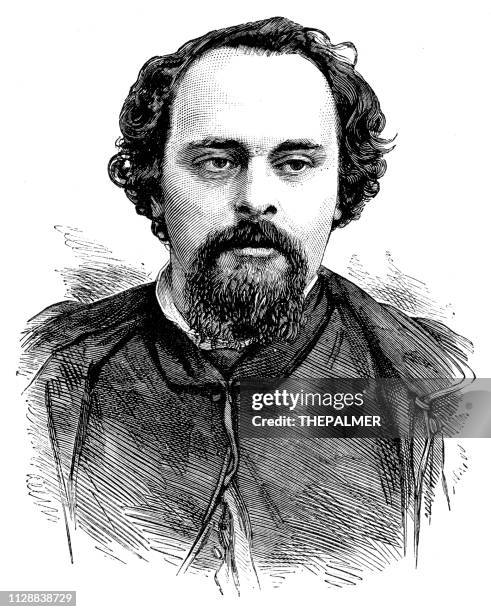 ilustraciones, imágenes clip art, dibujos animados e iconos de stock de dante gabriel rossetti grabado 1894 - rossetti