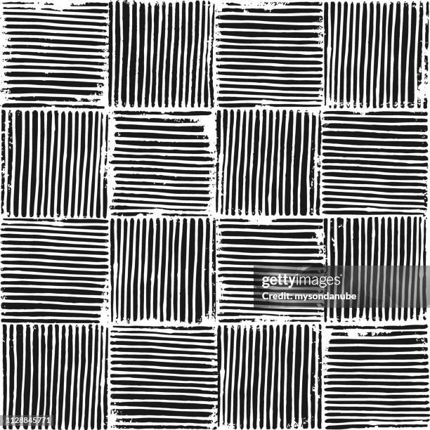 nahtlose grunge blockprint textur vektorgrafik. - linolschnitt stock-grafiken, -clipart, -cartoons und -symbole