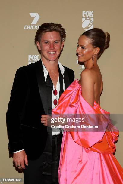 Adam Zampa and Harriet Palmer attend the 2019 Australian Cricket Awards at Crown Palladium on February 11, 2019 in Melbourne, Australia.