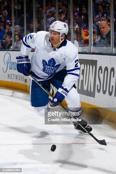 Ron Hainsey of the Toronto Maple Leafs skates against the New York Islanders at NYCB Live's Nassau Coliseum on February 28, 2019 in Uniondale, New...