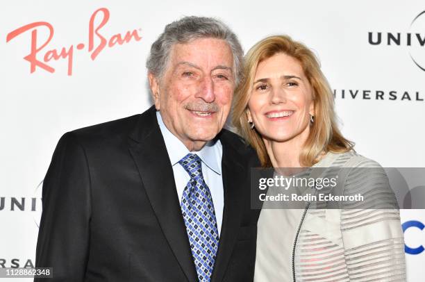 Tony Bennett and Susan Crow attend the Universal Music Group's 2019 After Party To Celebrate The GRAMMYs at ROW DTLA on February 10, 2019 in Los...