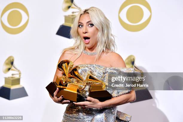 Lady Gaga attends the 61st Annual GRAMMY Awards - Press Room at Staples Center on February 10, 2019 in Los Angeles, California.