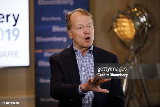 John Chambers, founder and chief executive officer of JC2 Ventures LLC, speaks during a Bloomberg Television interview at the Montgomery Summit in...