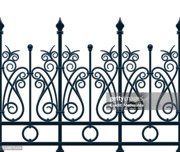 stockillustraties, clipart, cartoons en iconen met art nouveau hek - iron metal