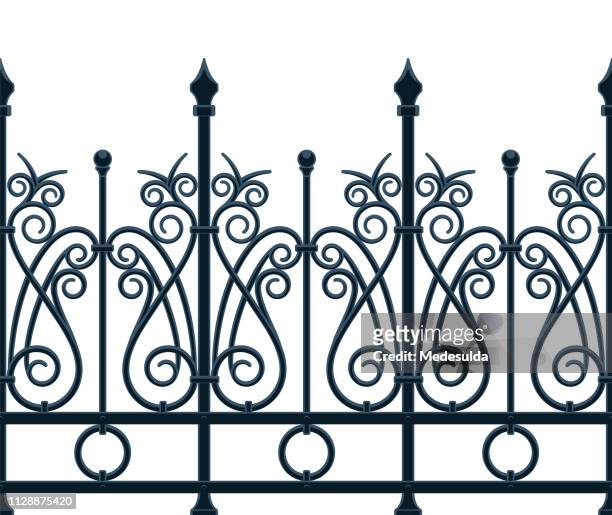 art nouveau fence - railing vector stock illustrations
