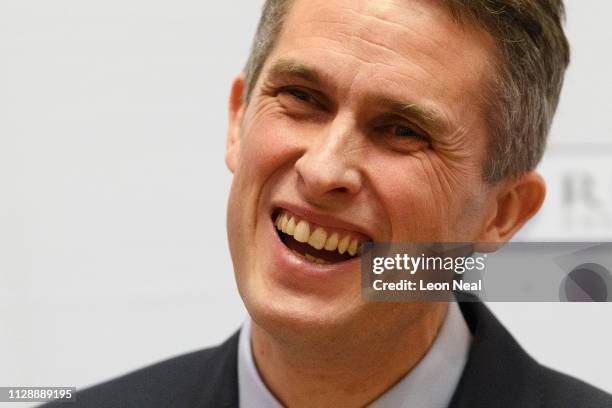 Britain's Defence Secretary Gavin Williamson announces increased investment in the armed forces during a speech on February 11, 2019 in London,...
