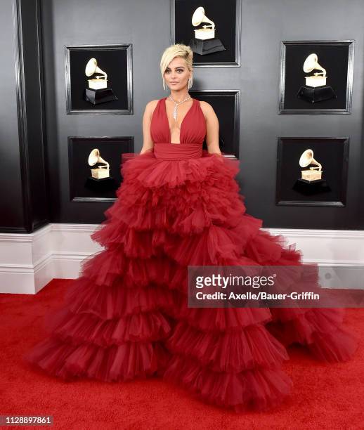 Bebe Rexha attends the 61st Annual GRAMMY Awards at Staples Center on February 10, 2019 in Los Angeles, California.