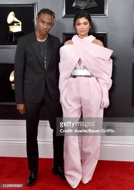 Kylie Jenner and Travis Scott attend the 61st Annual GRAMMY Awards at Staples Center on February 10, 2019 in Los Angeles, California.