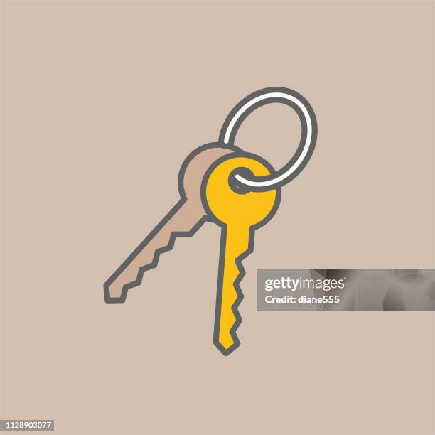 key ring thin line real estate icon set - key chain stock illustrations