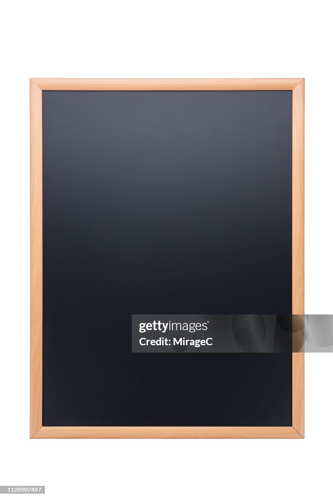 Empty Vertical Blackboard On White
