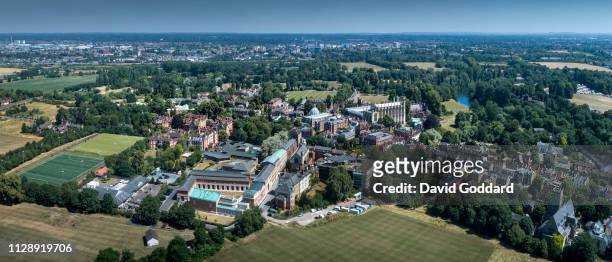 Aerial view Eton College, this independent boarding school dates back to 1440, it located between Windsor and Slough in the Thames Valley, 19 miles...