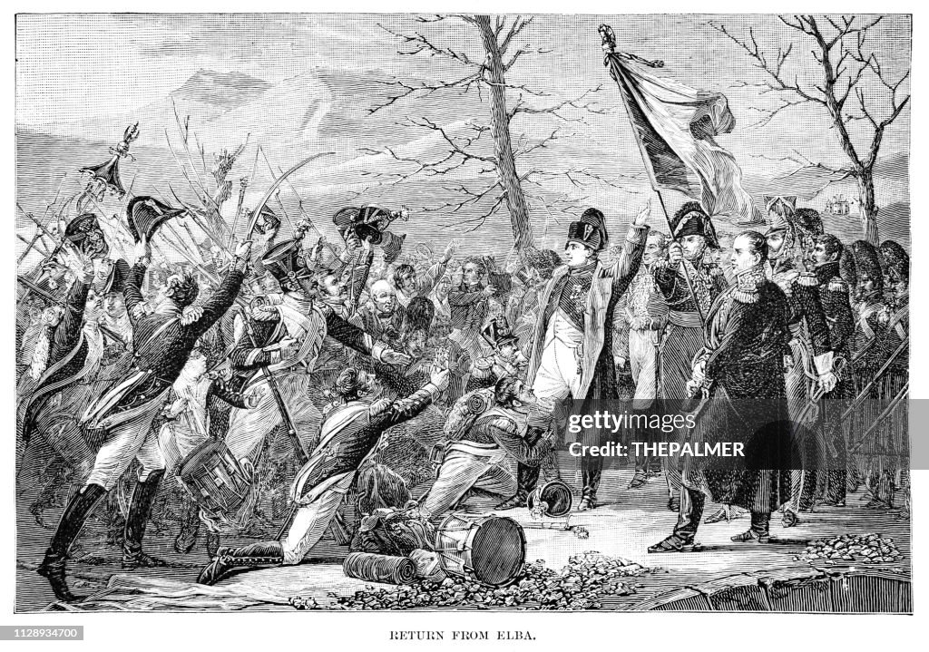 Napoleon return from Elba engraving 1891