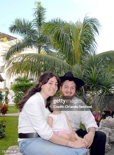 Rabbi Mendel Druk, a Chabad emissary, right, is photographed with his wife Rachel, left, and their daughter Mushka, in Cancun, Mexico, November 16,...