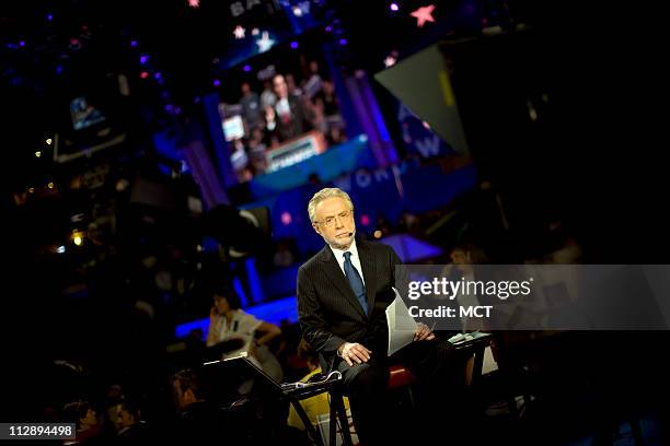 Anchor Wolf Blitzer broadcasts from the Democratic National Convention in Denver, Colorado, Tuesday, August 26, 2008.