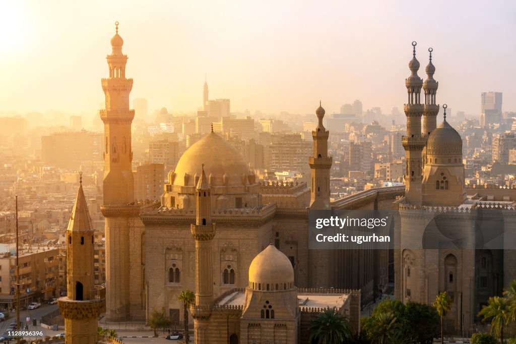 Desde arriba la vista de las mezquitas del sultán Hassan y Al-Rifai.