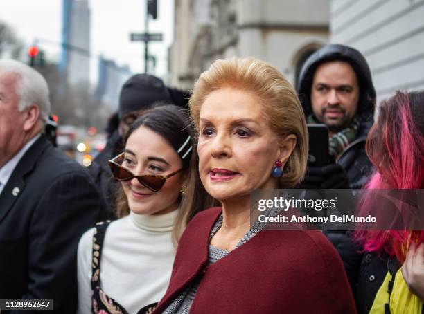 Fashion designer Carolina Herrera leaves her fall 2019 runway show during New York Fashion Week held at New York Historical Society 170 Central Park...