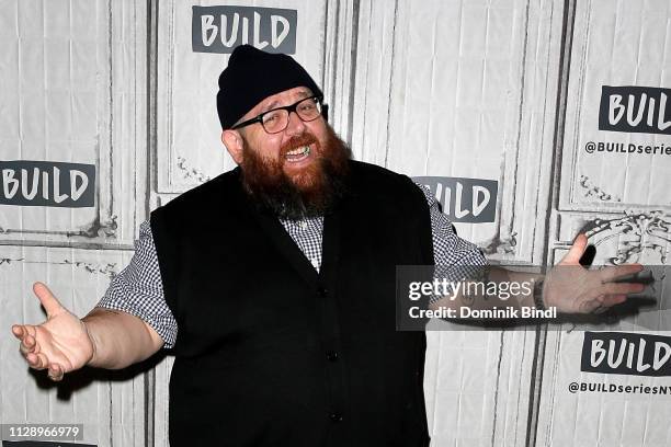 Nick Frost attends Build Series to discuss 'Fighting with My Family' at Build Studio on February 11, 2019 in New York City.