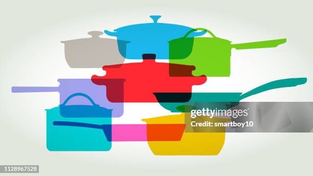 cooking pots and pans - stew pot stock illustrations