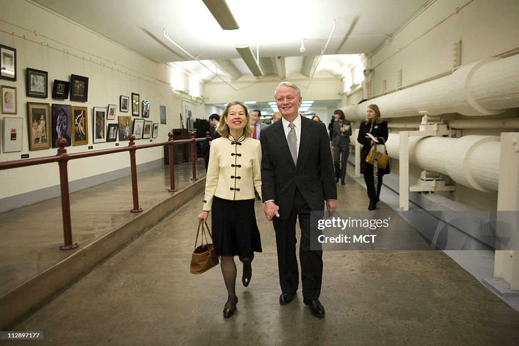 Congressmen Leonard Lance and his wife, Heidi Rohrbach, walk to the ...