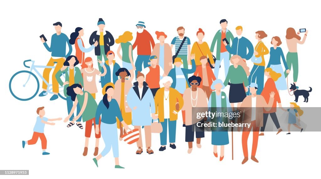Modern multicultural society concept with crowd of people