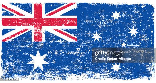 grunge australian flag - australian flag stock illustrations