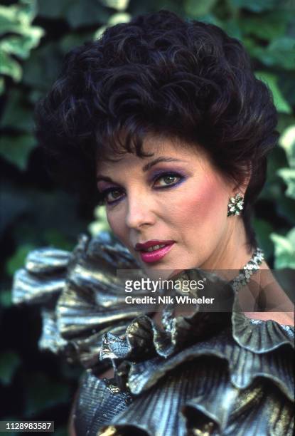 British born TV and movie actress Joan Collins on the set of the soap opera "Dynasty" in which she payed the scheming Alexis Carrington, in Hollywood...